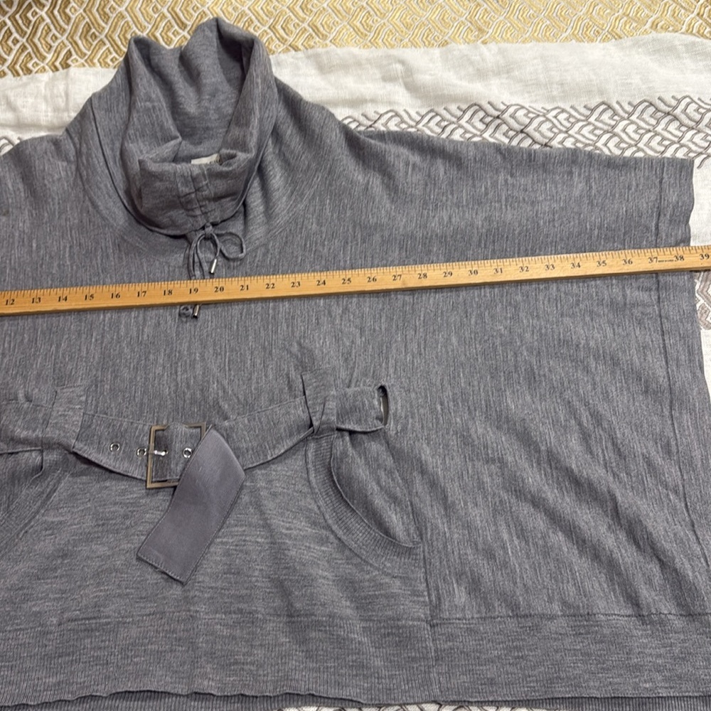 (W3) Karen Millen Grey Wool Blend Turtleneck Poncho, Size 2 - Picture 9 of 11
